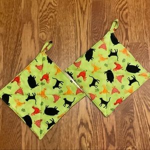 Printed Kitchen Potholders Pig Chicken Rooster 2 Farmhouse Hanging #DX